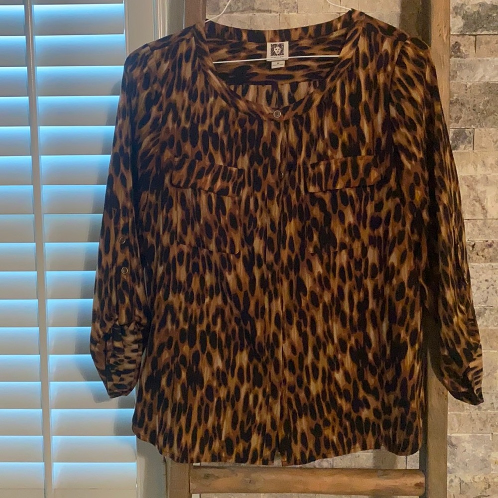 Leopard pattern blouse, size medium